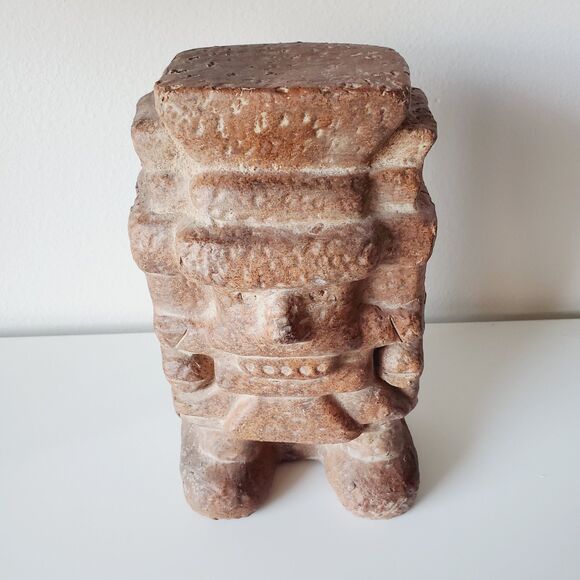 Vintage Terracotta Statue Aztec Rain God Tlaloc  Made in Mexico - Picture 3 of 13